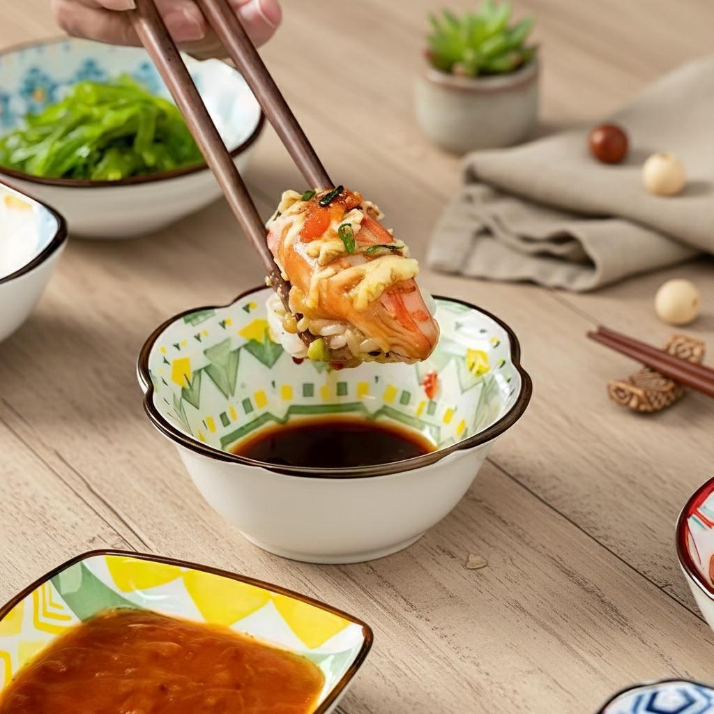 Boho Ceramic Dipping Bowl | Colorful Mandala Sauce Dish