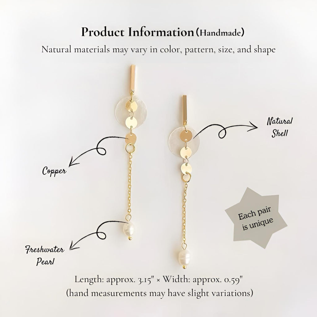 Pearl Drop Earrings – Gold Shell & Freshwater Pearl Dangle Earrings