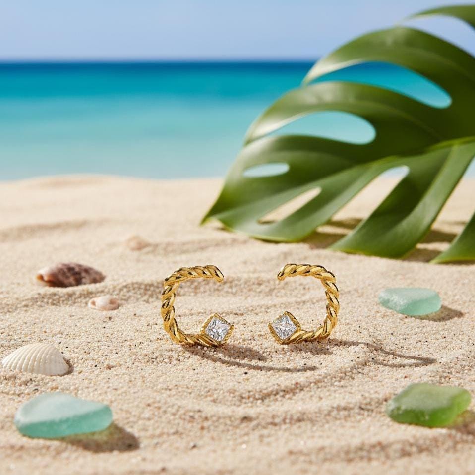 Gold Twisted Huggie Earrings – Minimalist CZ Hoop Earrings