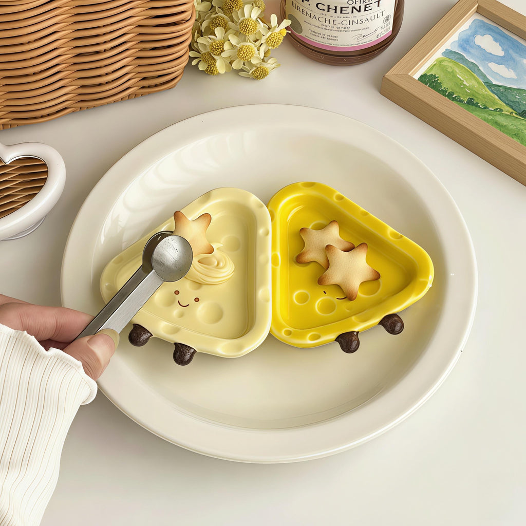 Kawaii Cheese Ceramic Dipping Dish | Mini Condiment Bowl