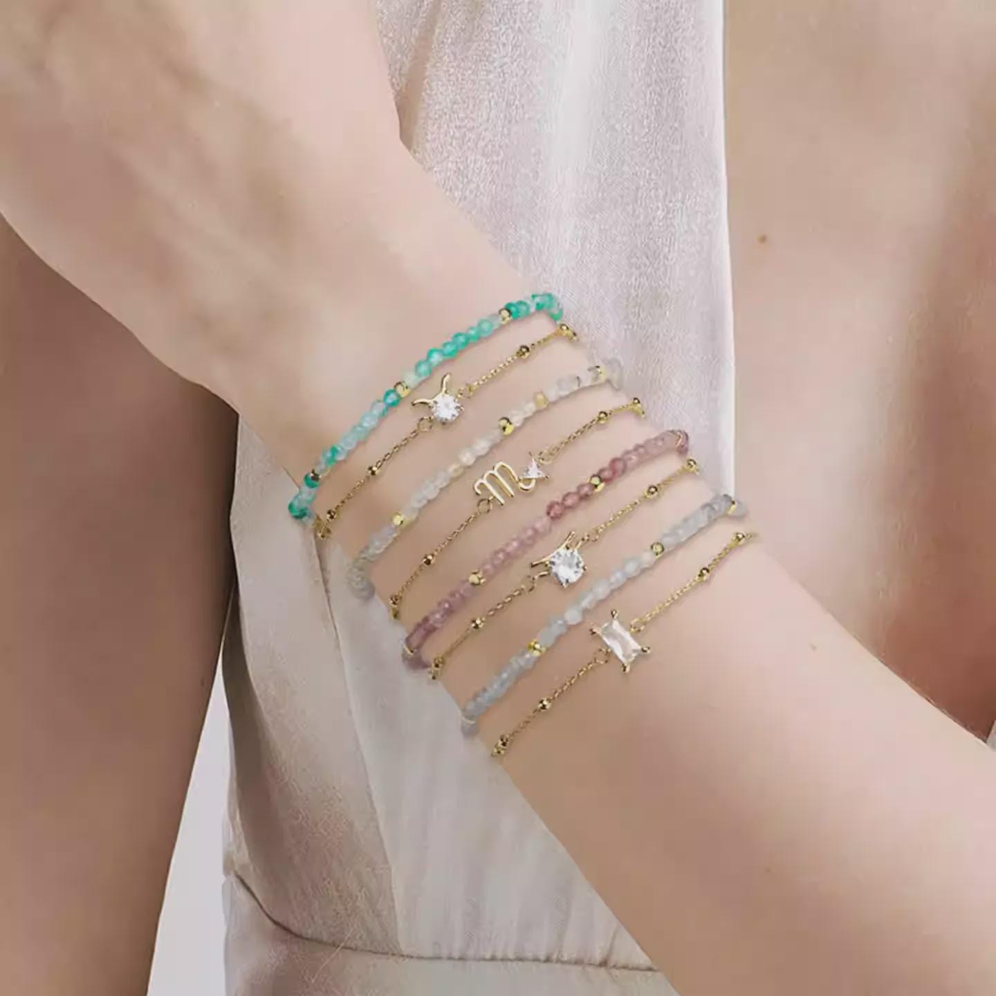 Zodiac Crystal Bracelet with Constellation Charm – Personalized Astrology Bracelet