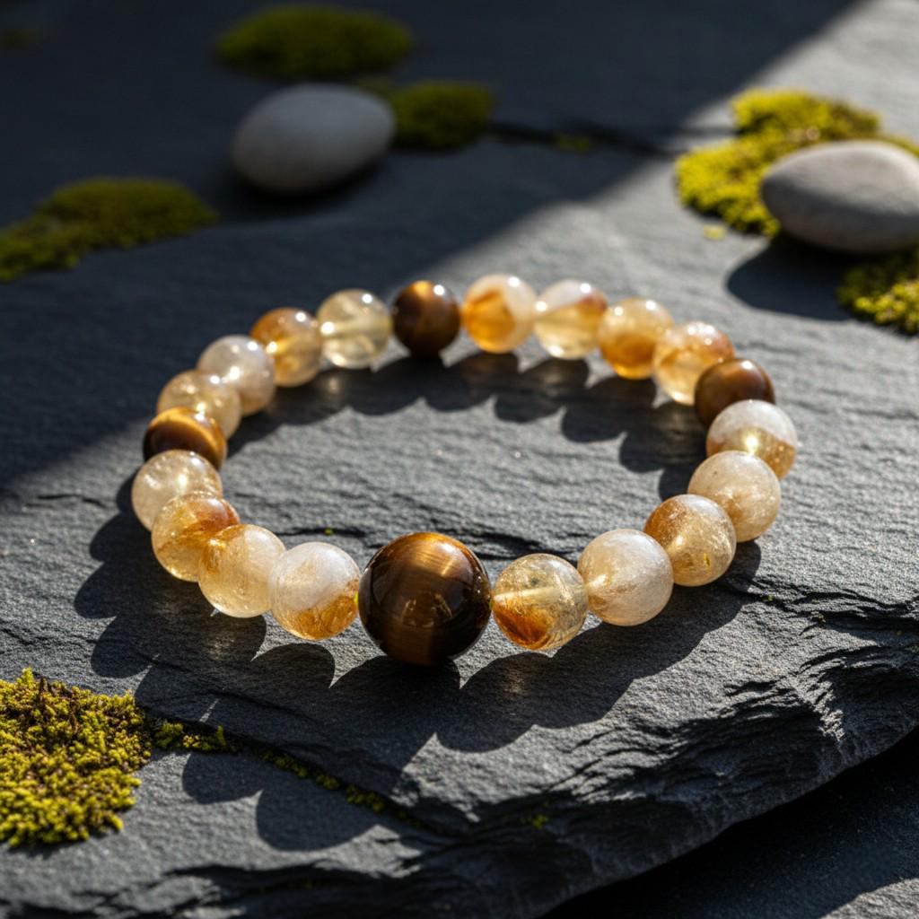 Tiger's Eye and Citrine Bracelet – Guardian Collection | Confidence, Protection & Wealth Jewelry