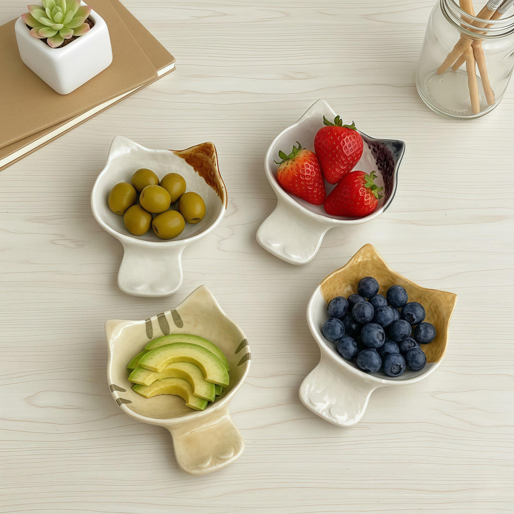 Kawaii Cat Ceramic Dipping Dish | Mini Sauce Plate