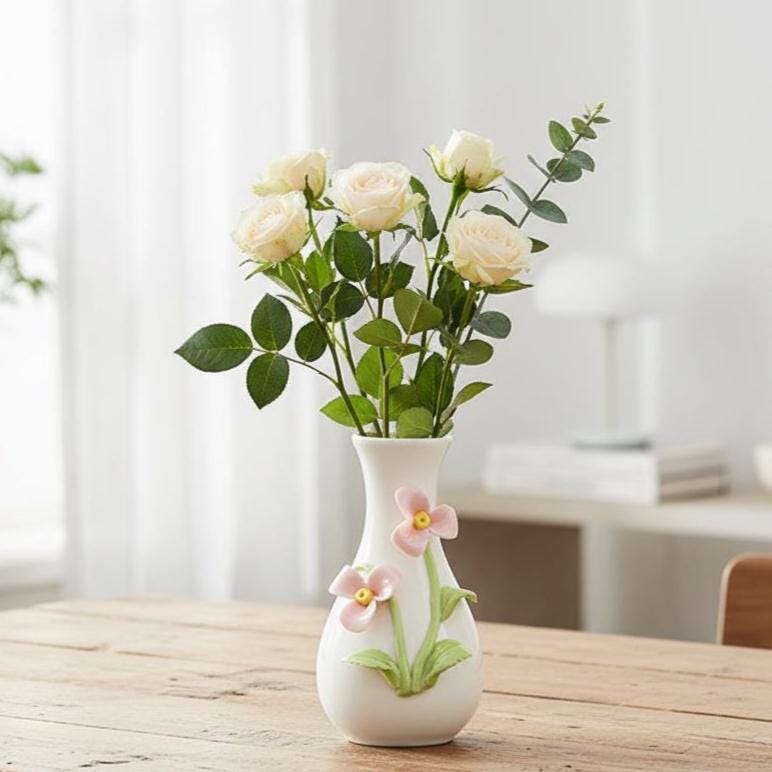 Handmade Floral Ceramic Bud Vase | Mini 3D Flower Pottery