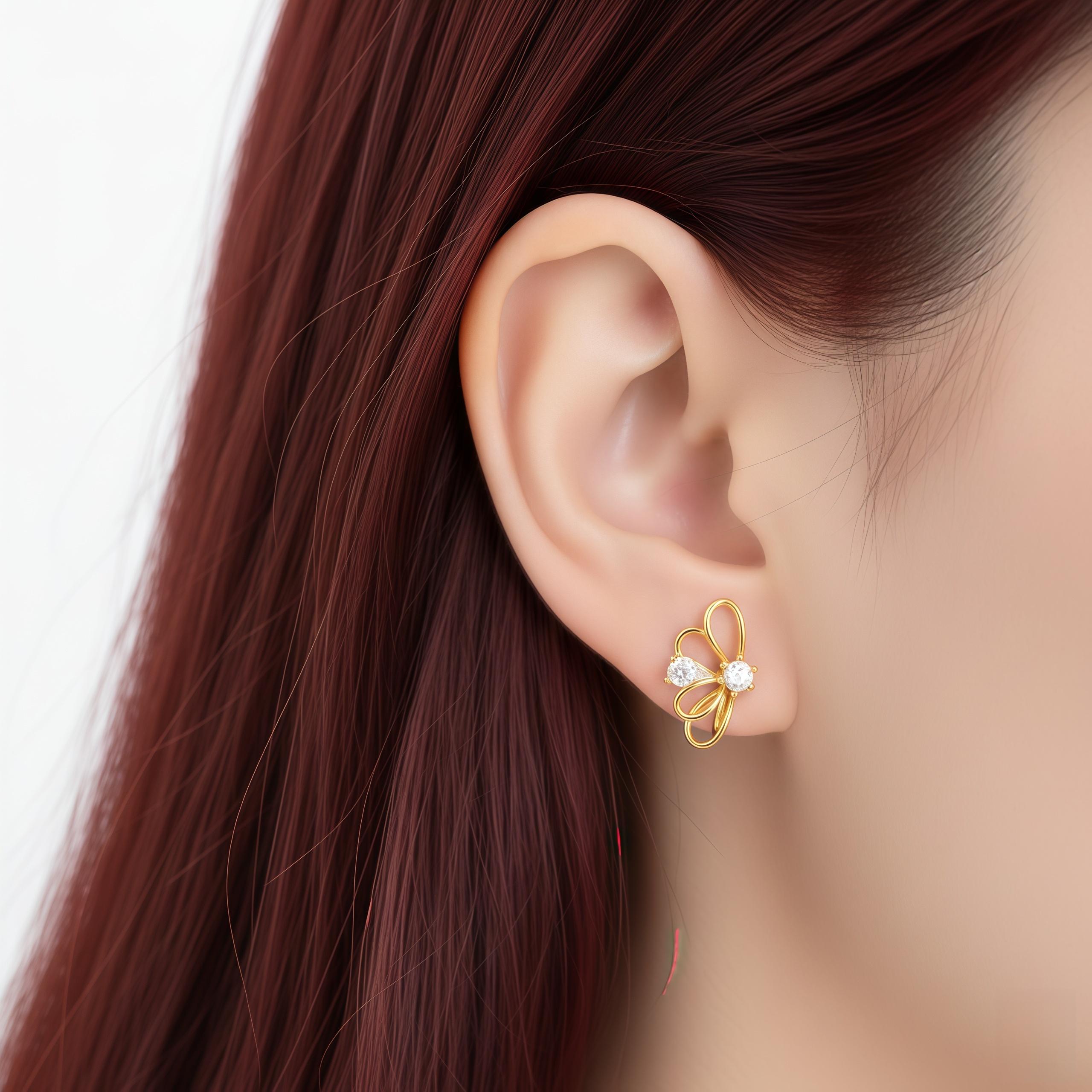 Petal Whisper Asymmetrical Flower Earrings – 18K Gold or Silver Plated with Zircon