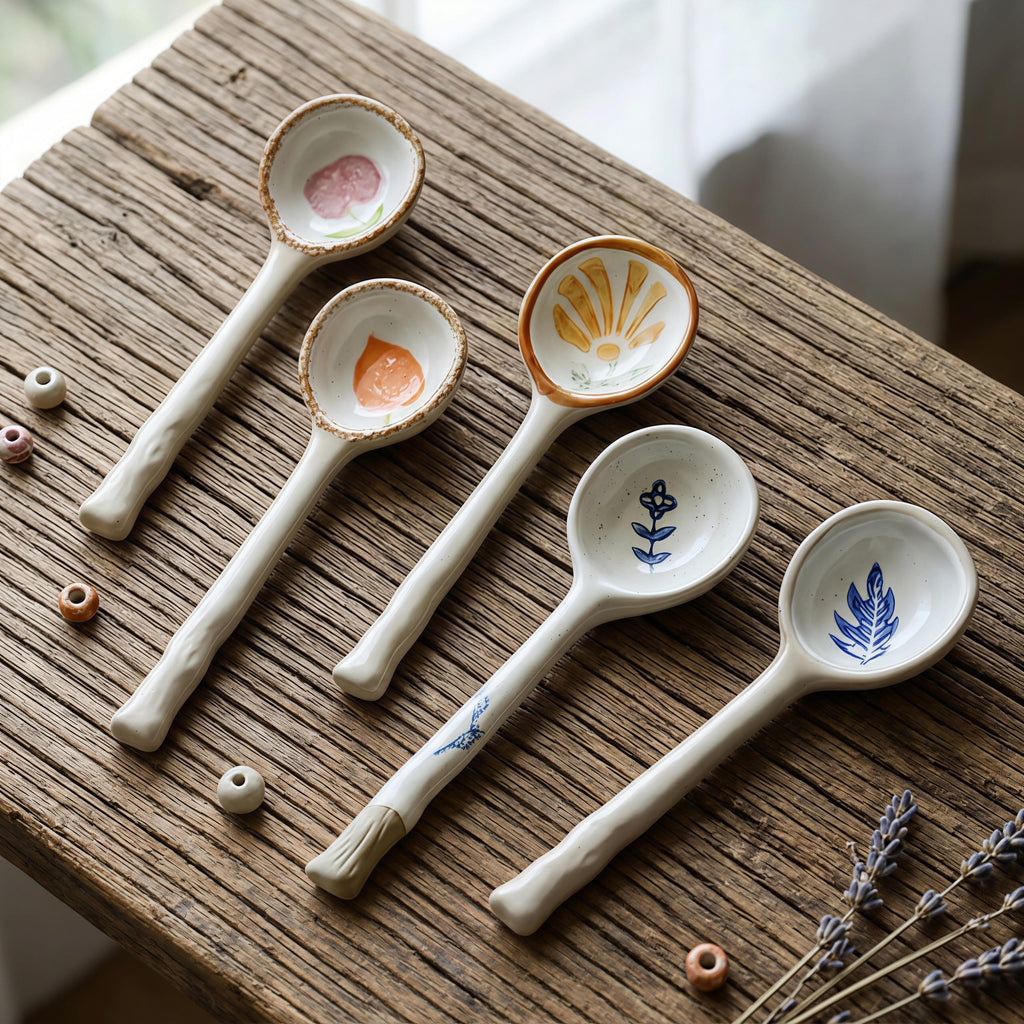 Japanese Style Ceramic Spoon | Handmade Sauce, Dessert, Tasting, Small Serving Spoon