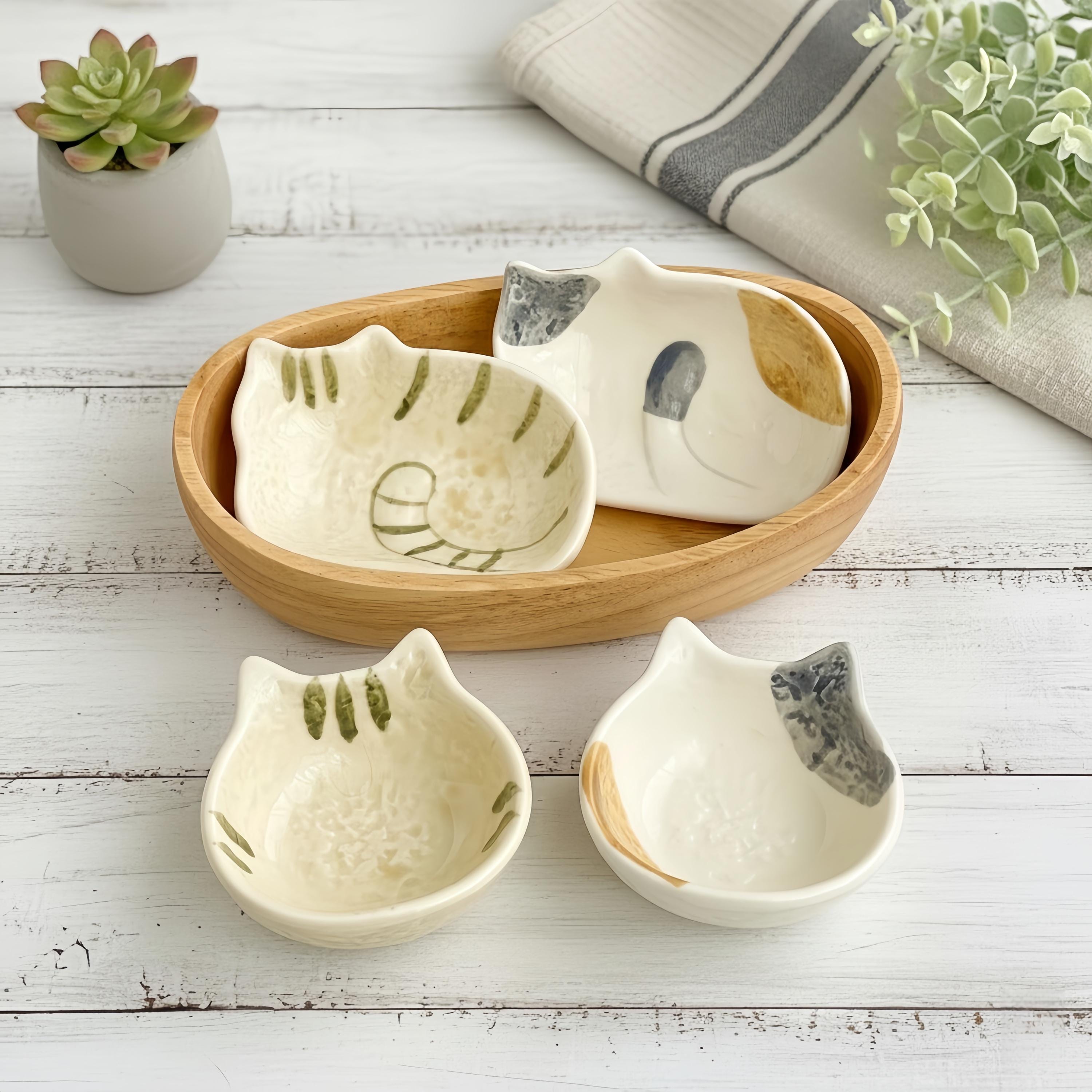 Kawaii Cat Ceramic Dipping Dish | Kitten Shaped Sauce Bowl