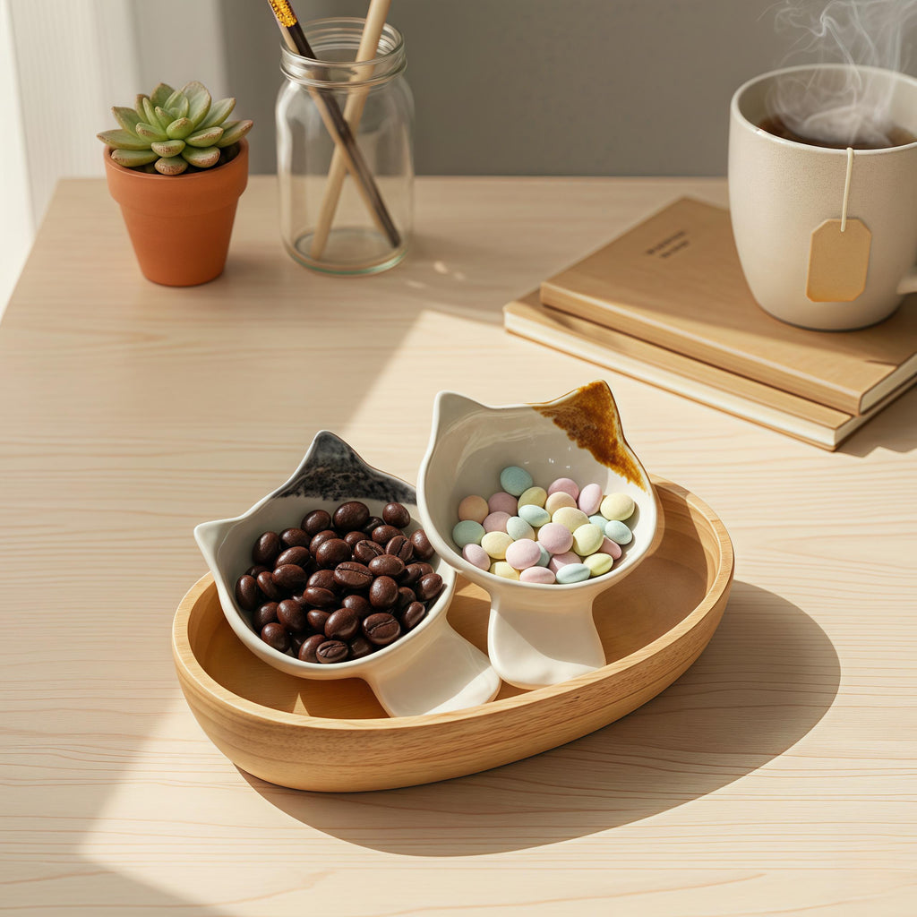 Kawaii Cat Ceramic Dipping Dish | Mini Sauce Plate