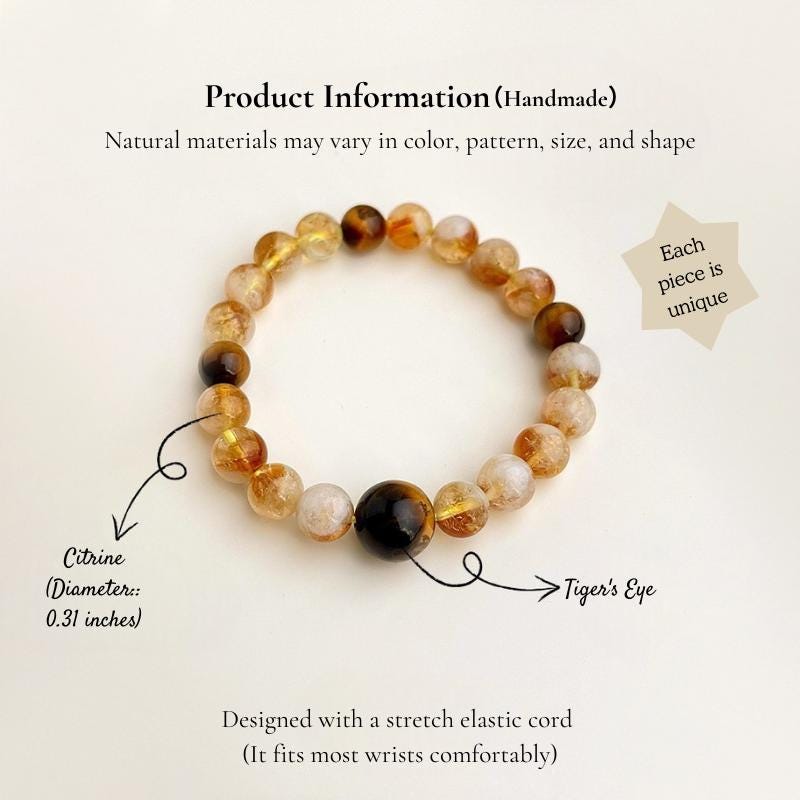 Tiger's Eye and Citrine Bracelet – Guardian Collection | Confidence, Protection & Wealth Jewelry