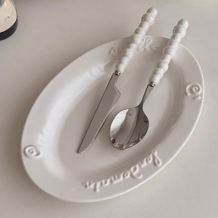 Pearl Handle Flatware | Stainless Steel & Ceramic Cutlery
