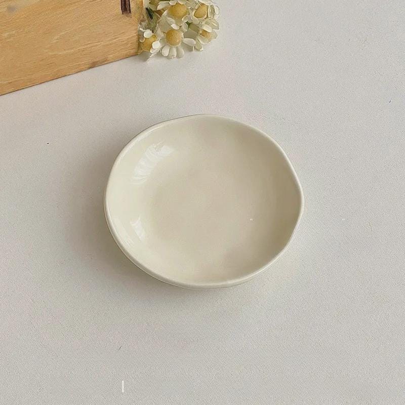 Hand-Pinched Ceramic Dipping Dish – Pastel Wabi Sabi Tableware