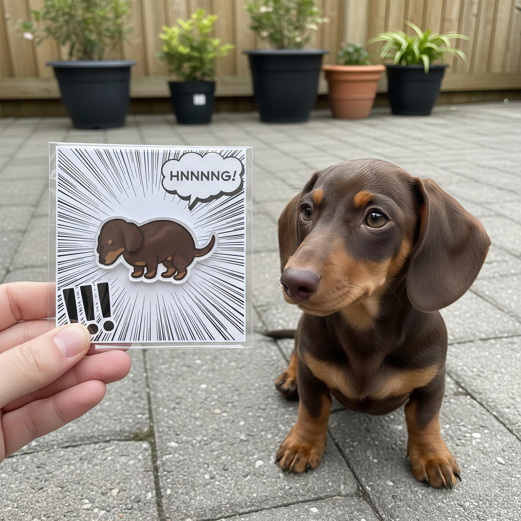 Funny Pooping Dog Magnet | Acrylic Refrigerator Magnet with Backing Card
