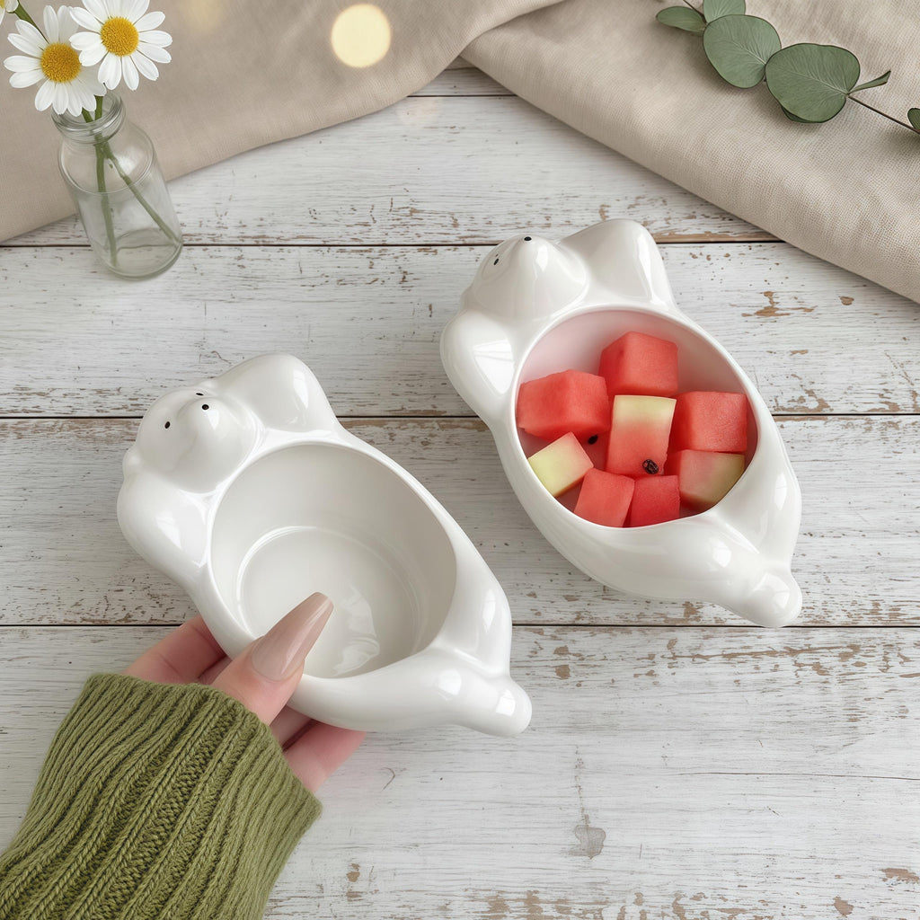 Kawaii Polar Bear Sauce Bowl | Mini Ceramic Dipping Plate