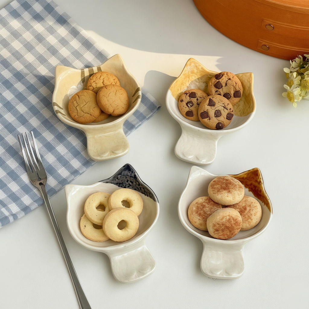 Kawaii Cat Ceramic Dipping Dish | Mini Sauce Plate