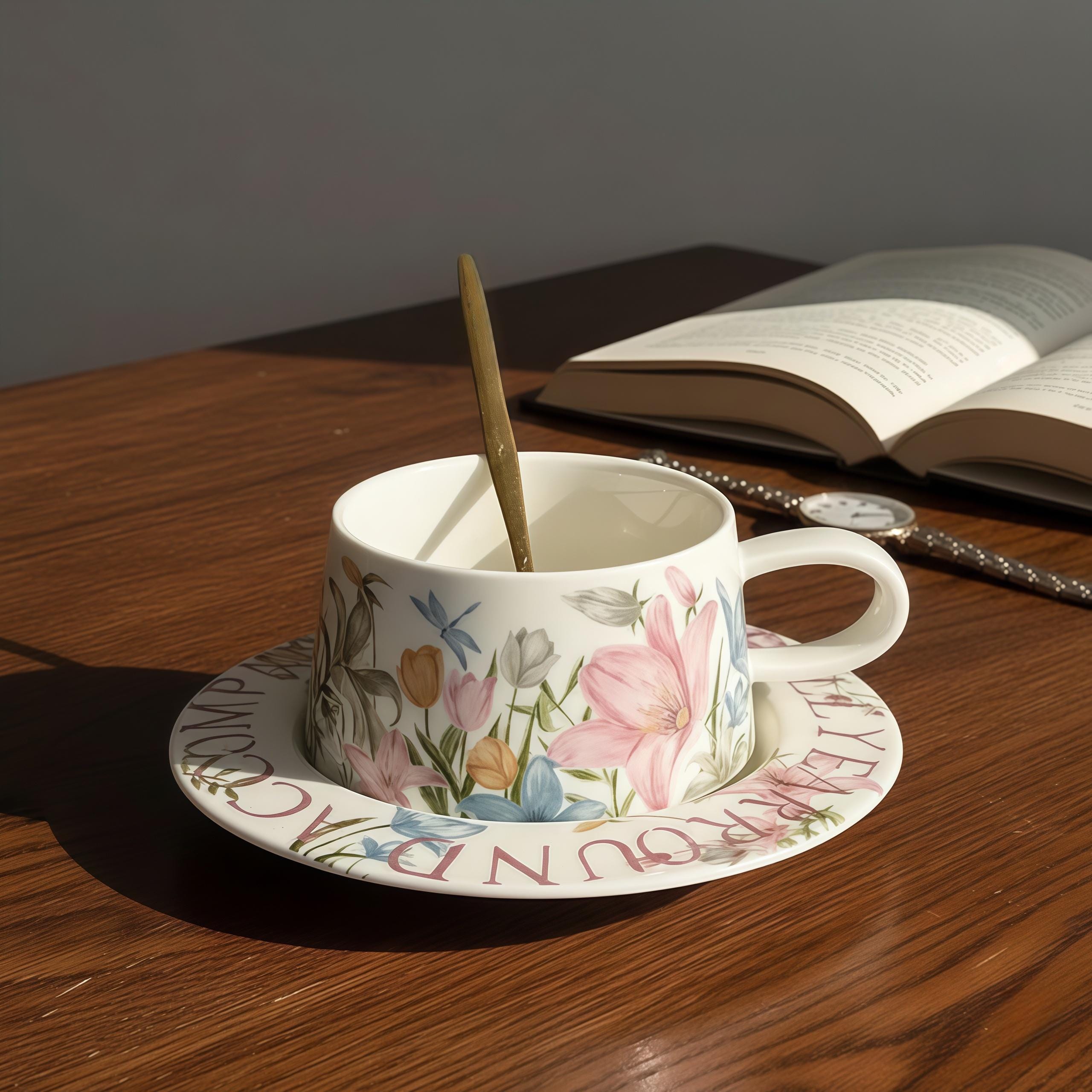 Monet Garden Impressionist Cup & Saucer Set | Floral Art Ceramic Coffee Cup