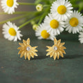 Gold Daisy Stud Earrings – Bloom Collection | Healing Sunshine, Pure Light & Hope Jewelry