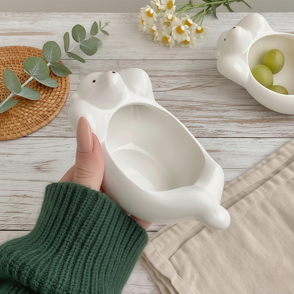 Kawaii Polar Bear Sauce Bowl | Mini Ceramic Dipping Plate