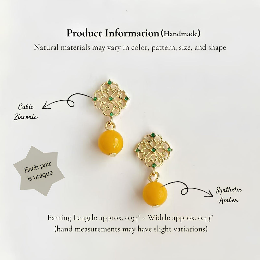 Amber Drop Earrings – Jiangnan Garden Inspired Statement Earrings