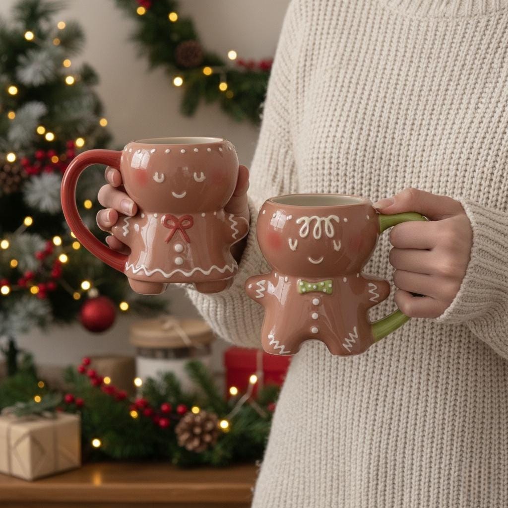 Gingerbread Couple Mug | Christmas Ceramic Coffee Cup