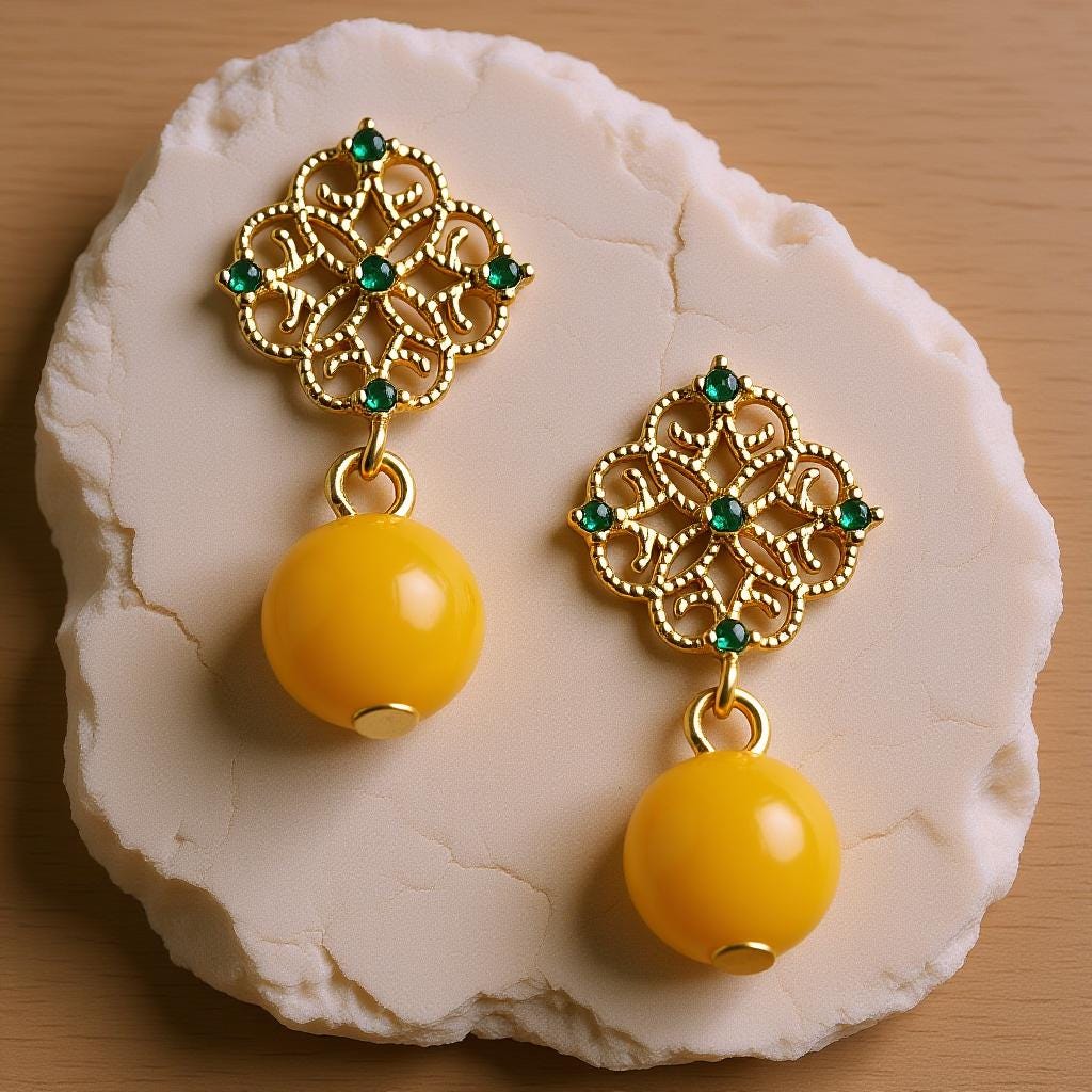 Amber Drop Earrings – Jiangnan Garden Inspired Statement Earrings