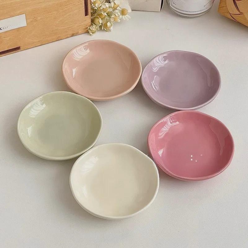 Hand-Pinched Ceramic Dipping Dish – Pastel Wabi Sabi Tableware