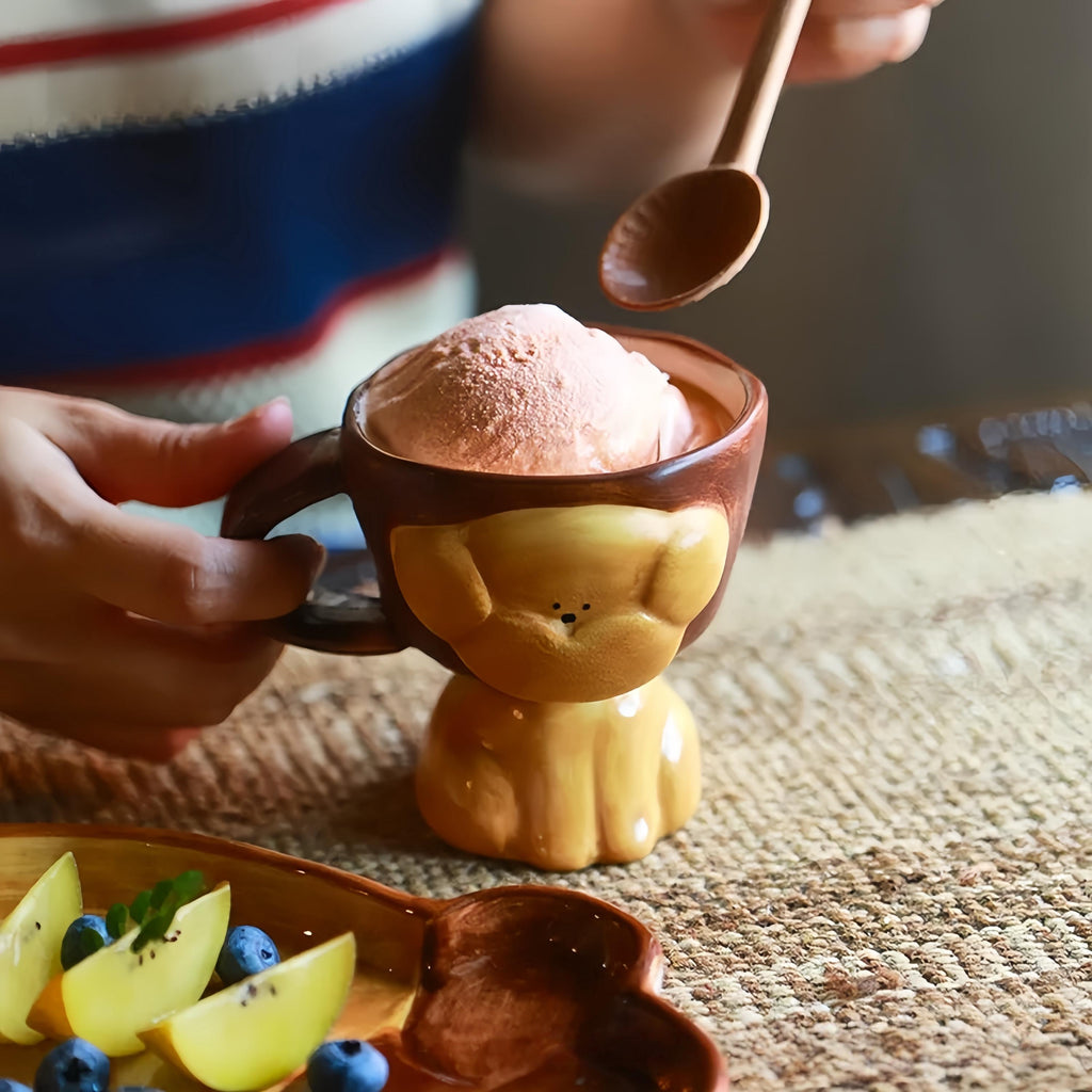 Hand-Painted Puppy Ceramic Dinnerware: Dog Lover, Housewarming Mug & Plate