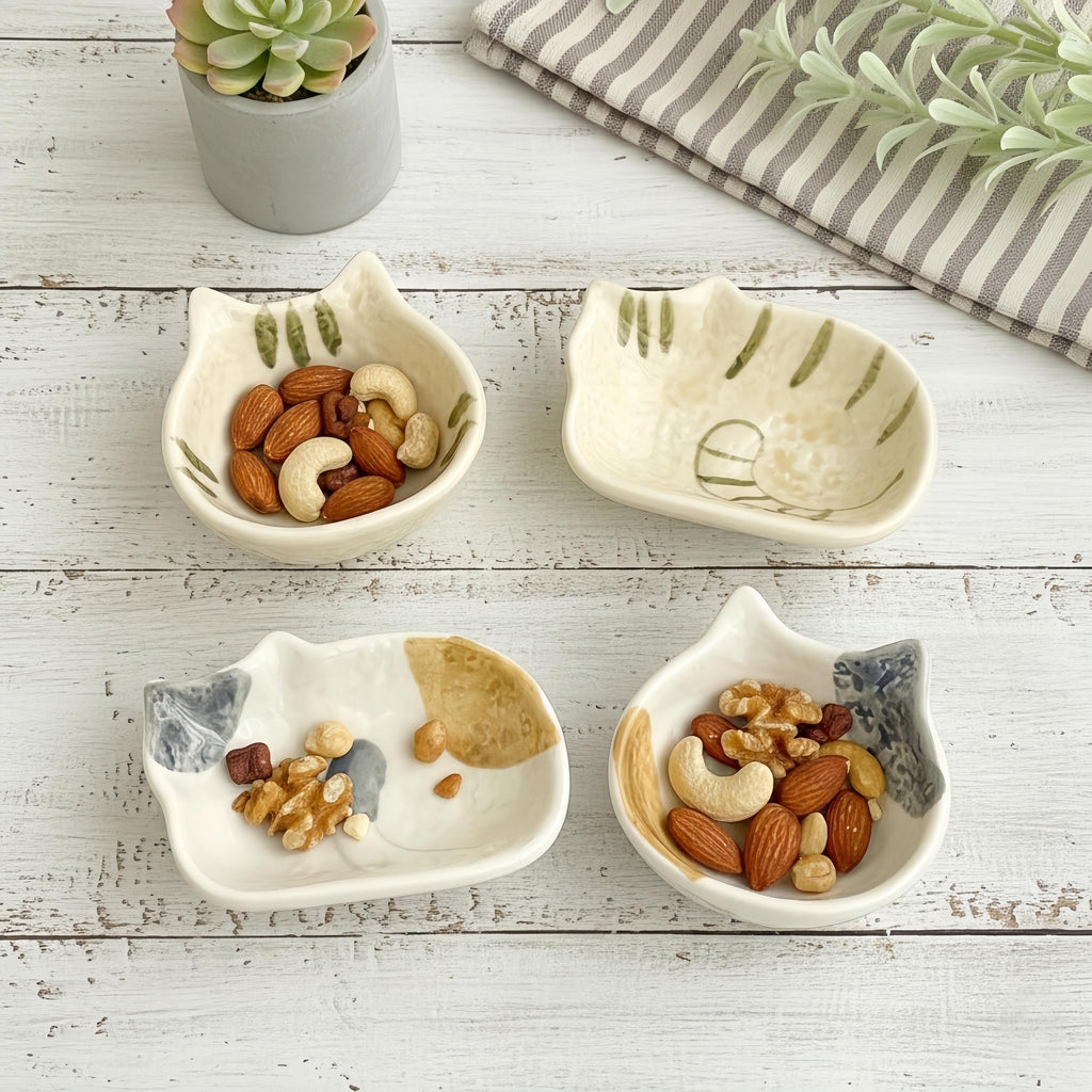 Kawaii Cat Ceramic Dipping Dish | Kitten Shaped Sauce Bowl