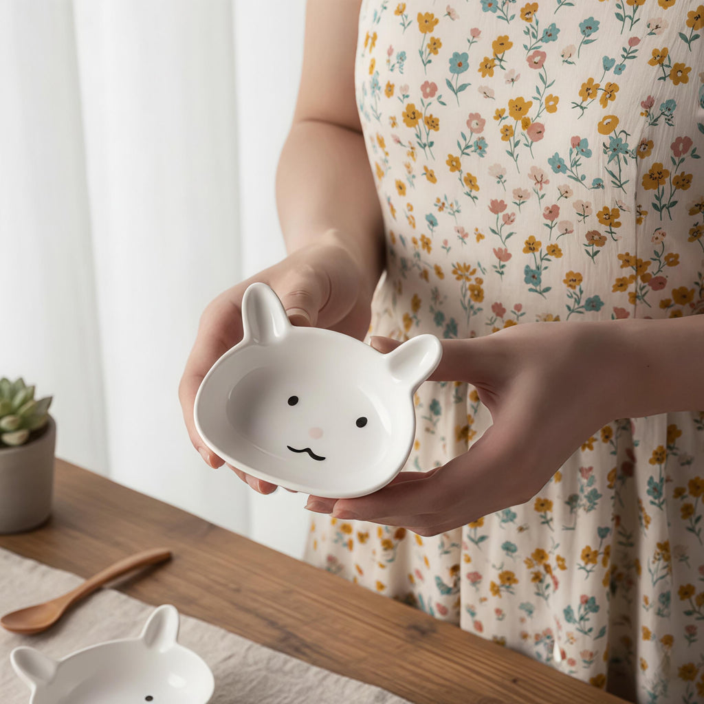 Kawaii Animal Ceramic Dipping Dish | Mini Condiment Plate