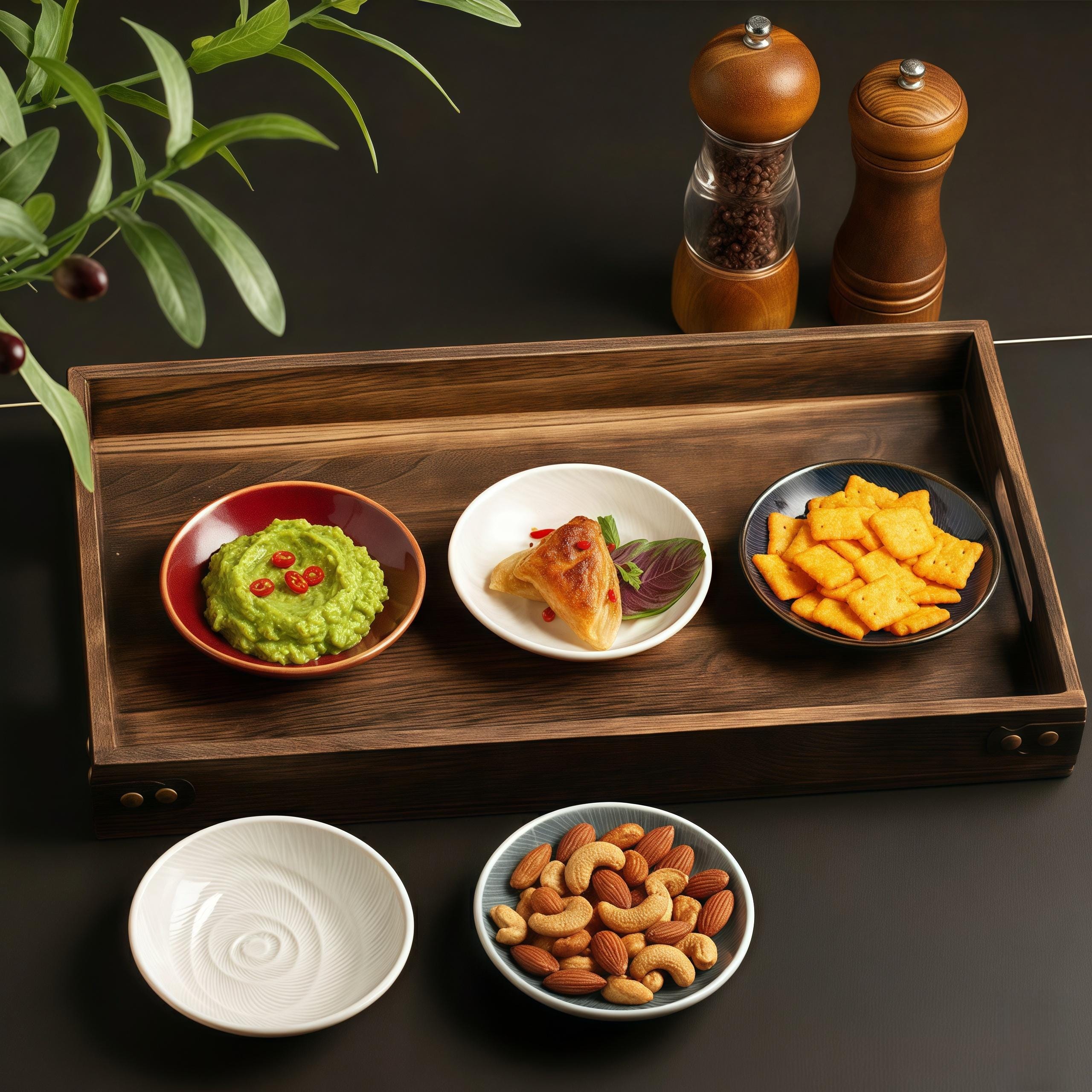 Plume Shadow Phoenix Feather Dipping Dish | Artisan Glazed Porcelain Sauce Bowl