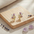 Purple Tulip Bouquet Stud Earrings – Enamel Flower & Zirconia, 18K Gold Plated Floral Jewelry