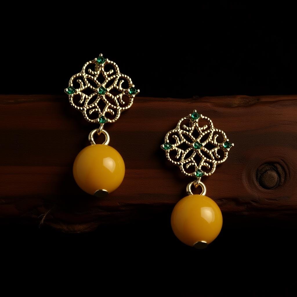 Amber Drop Earrings – Jiangnan Garden Inspired Statement Earrings