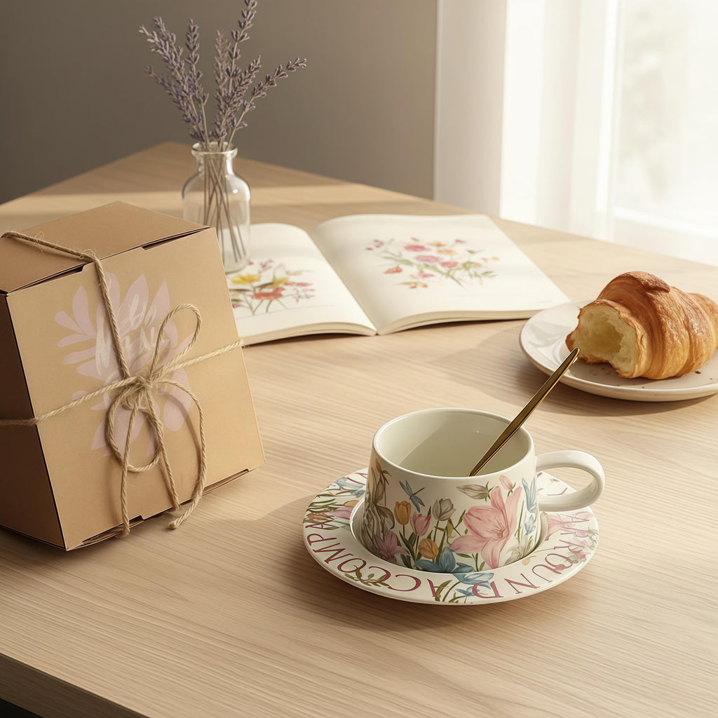 Monet Garden Impressionist Cup & Saucer Set | Floral Art Ceramic Coffee Cup