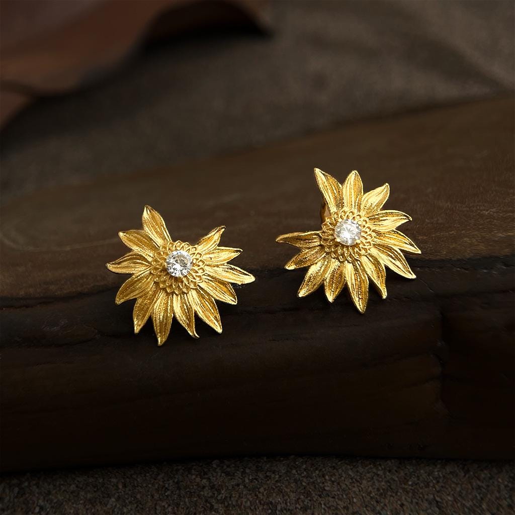 Gold Daisy Stud Earrings – Bloom Collection | Healing Sunshine, Pure Light & Hope Jewelry