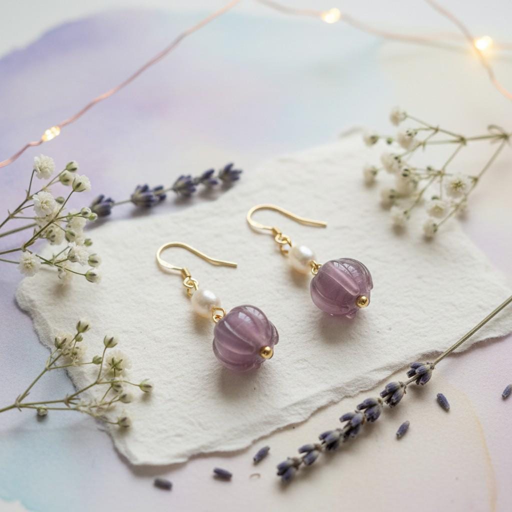 Lavender Whisper Earrings – Freshwater Pearl & Purple Art Glass Earrings