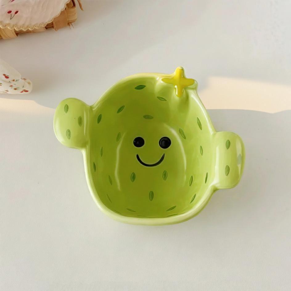 Kawaii Ceramic Snack Bowl | Cartoon Dipping Dish – Bear, Pig, Cactus & Bear | Home Decor Gift