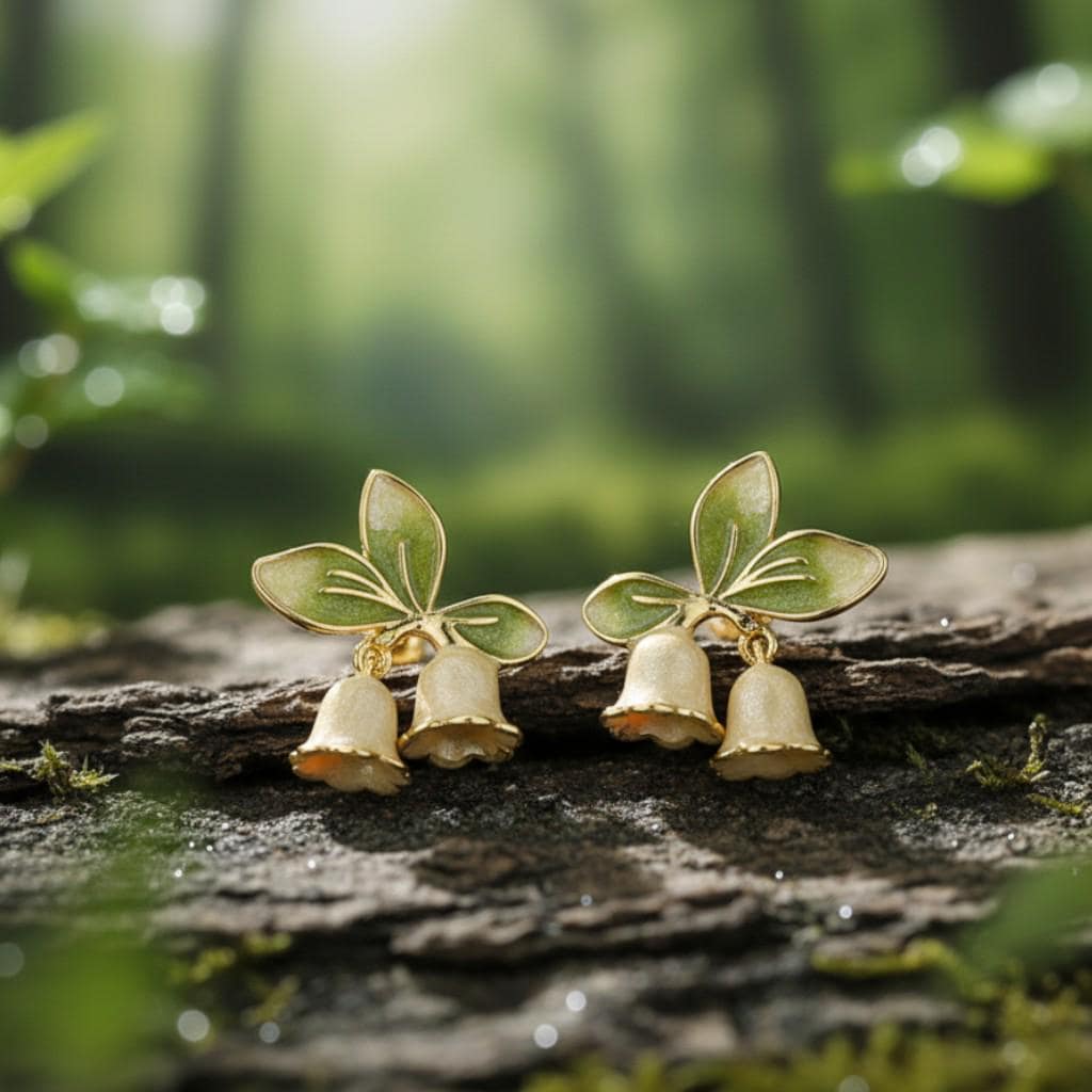Lily of the Valley Earrings – Hand-Enameled Flower Drop Earrings