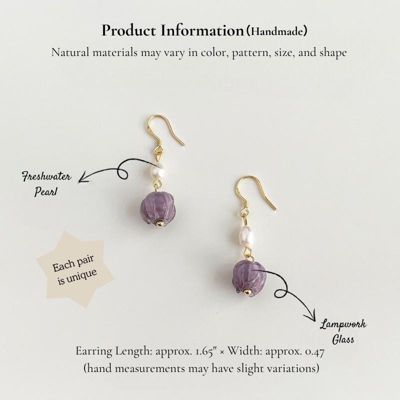 Lavender Whisper Earrings – Freshwater Pearl & Purple Art Glass Earrings
