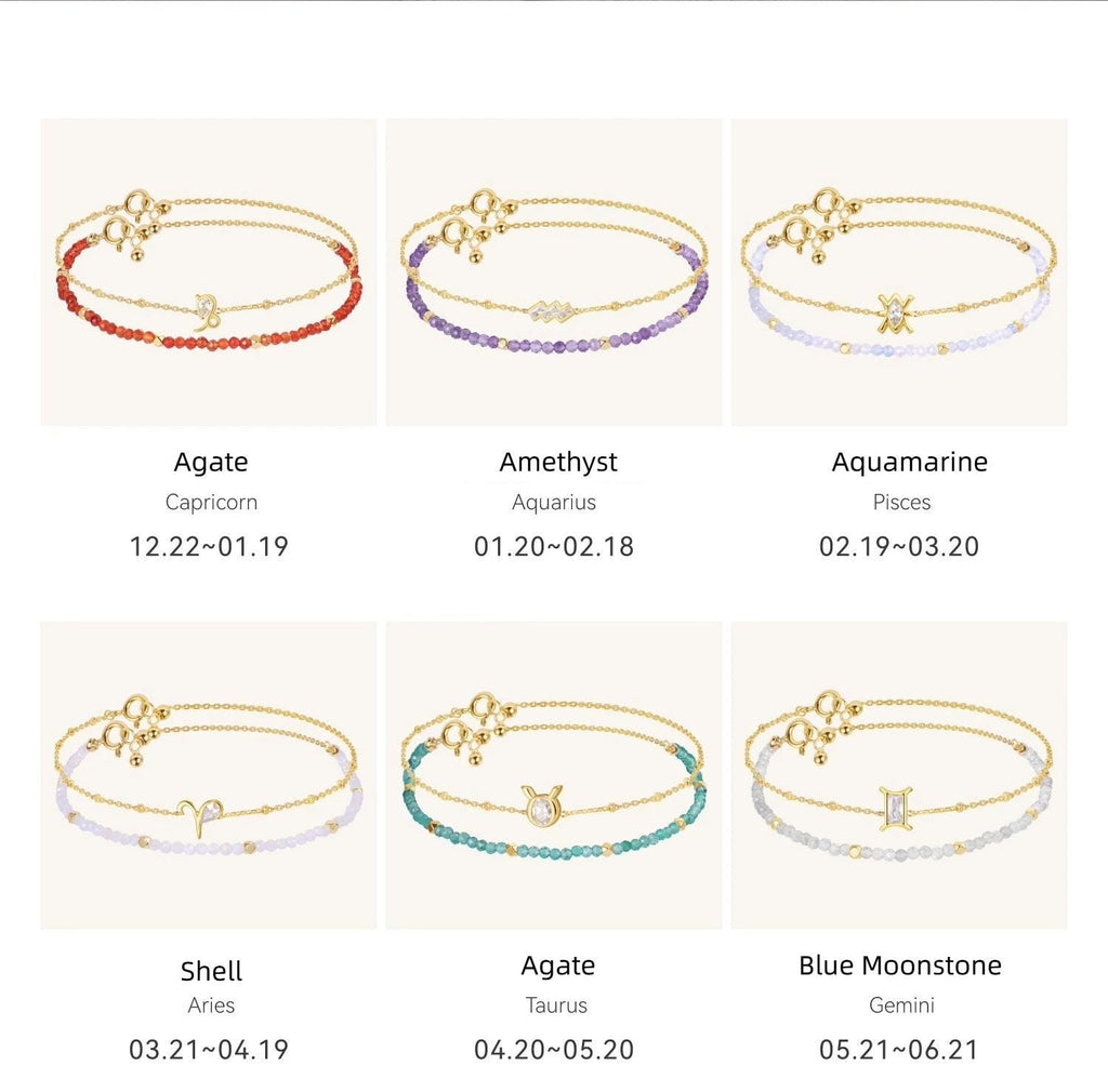 Zodiac Crystal Bracelet with Constellation Charm – Personalized Astrology Bracelet