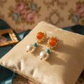 Rococo Romance Earrings – Amber, Turquoise & Pearl Filigree Earrings