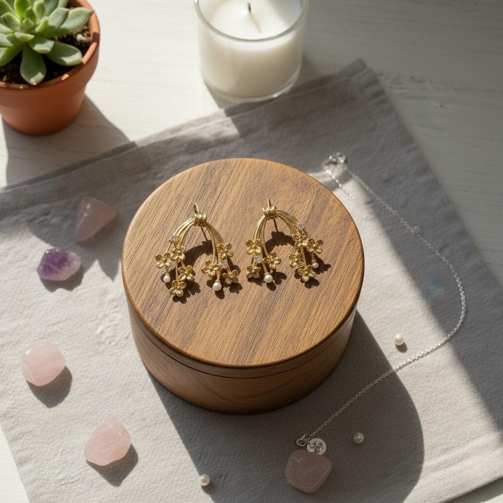 Flower Cluster Ear Climber – Pearl Floral Vine Earrings