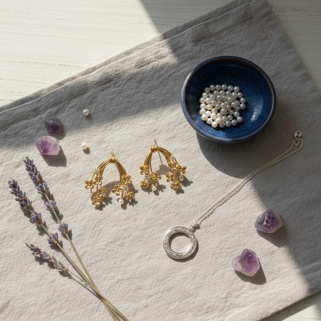 Flower Cluster Ear Climber – Pearl Floral Vine Earrings