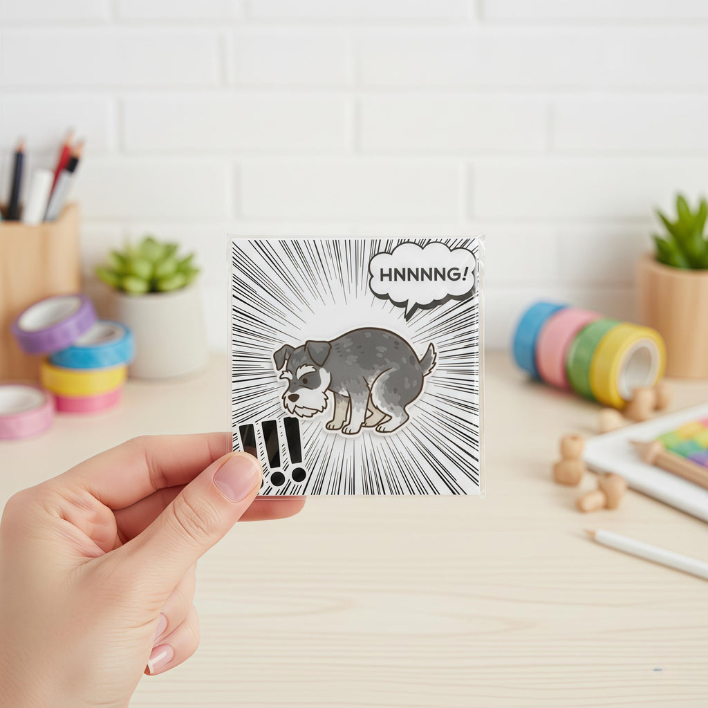 Funny Pooping Dog Magnet | Acrylic Refrigerator Magnet with Backing Card