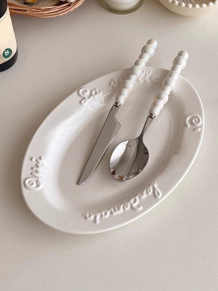 Pearl Handle Flatware | Stainless Steel & Ceramic Cutlery