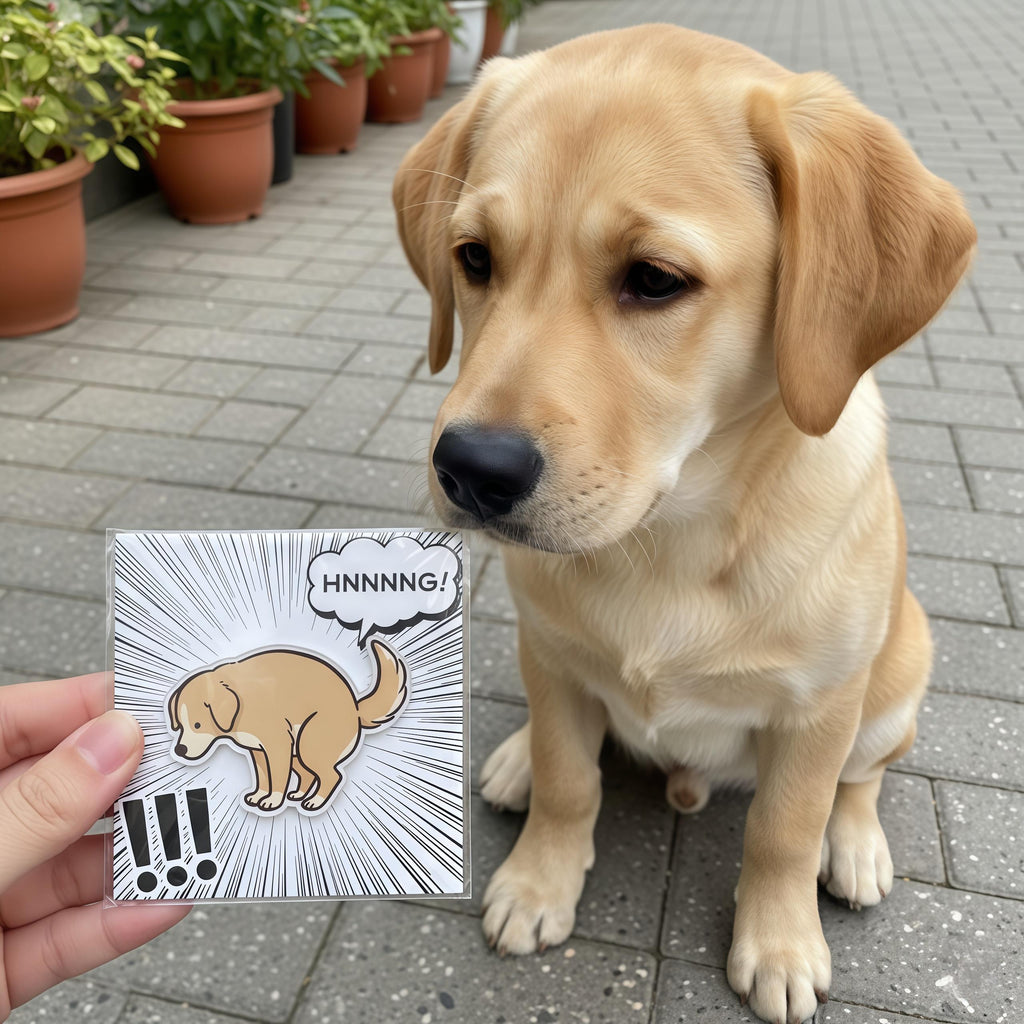 Funny Pooping Dog Magnet | Acrylic Refrigerator Magnet with Backing Card