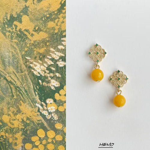Amber Drop Earrings – Jiangnan Garden Inspired Statement Earrings