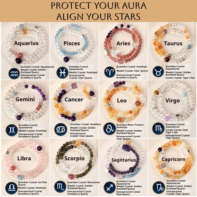 Personalized Zodiac Crystal Bracelet – Wealth, Love, Protection & Power