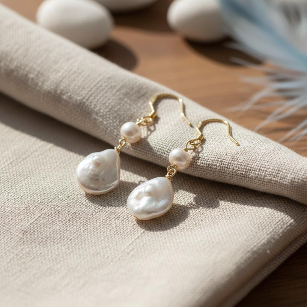 Ode to the Sea Earrings – Baroque Freshwater Pearl Drop Earrings