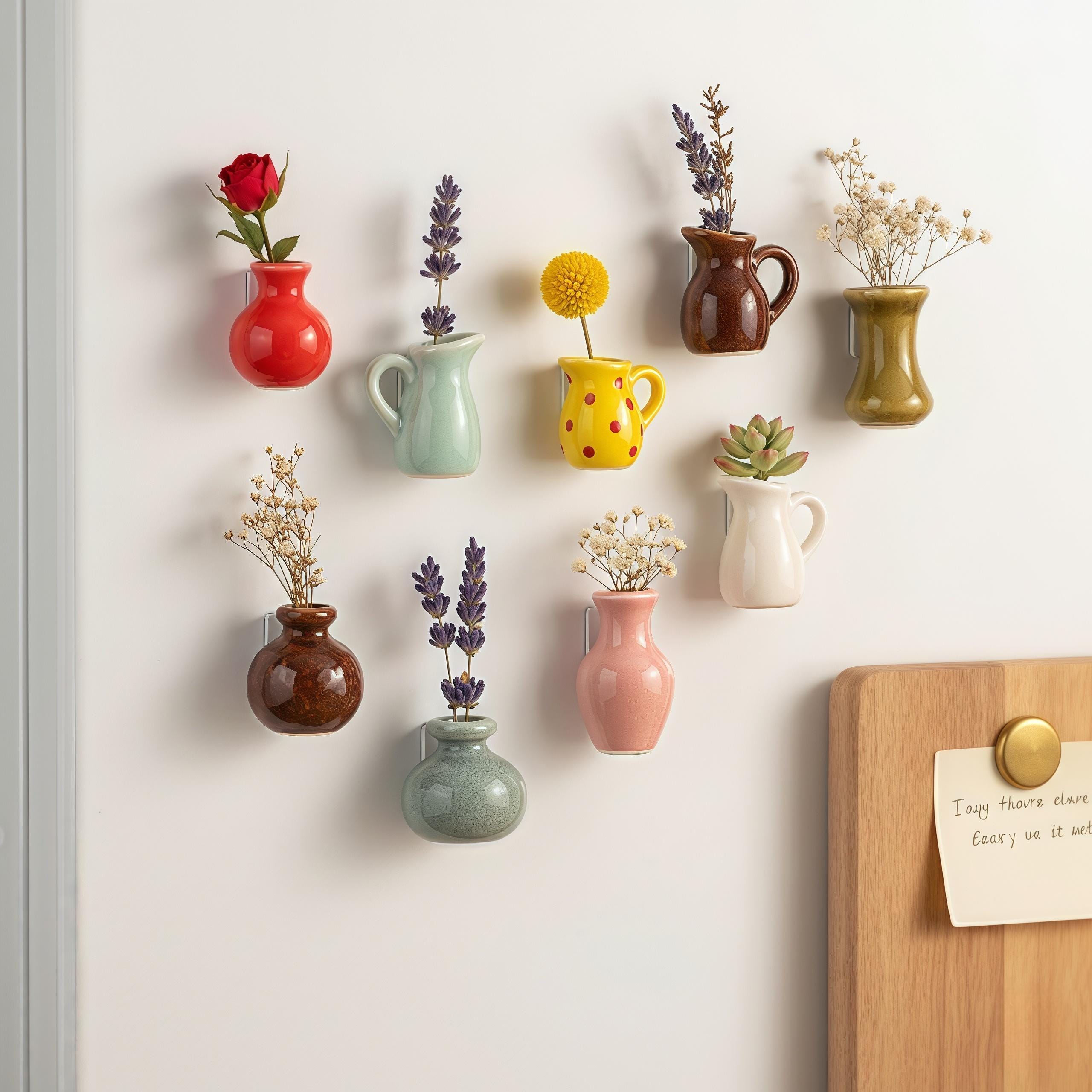 Mini Ceramic Flower Vase Magnet | Tiny Floral Pot Refrigerator Magnet