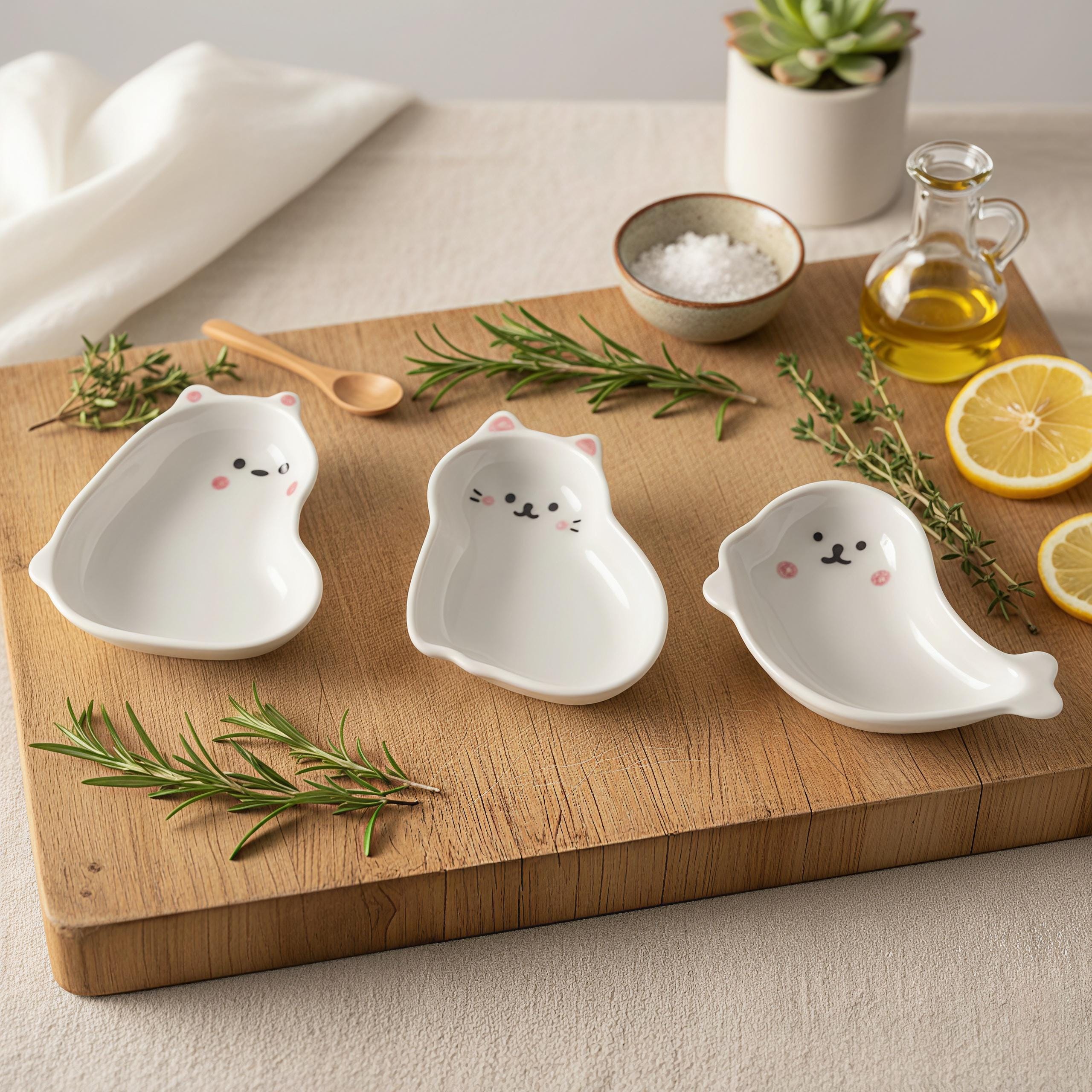 Kawaii Animal Ceramic Dipping Dish | Mini Condiment Plate
