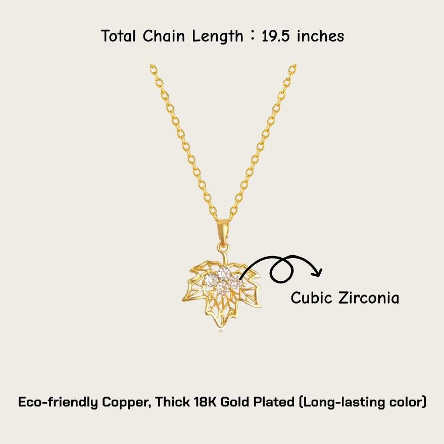 Golden Maple Leaf Necklace & Earrings – Bloom Collection | Autumn Whisper Jewelry